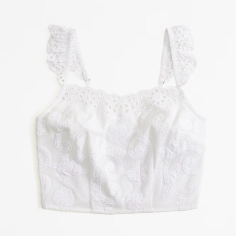 NEW Abercrombie Ruffle Strap Eyelet Top